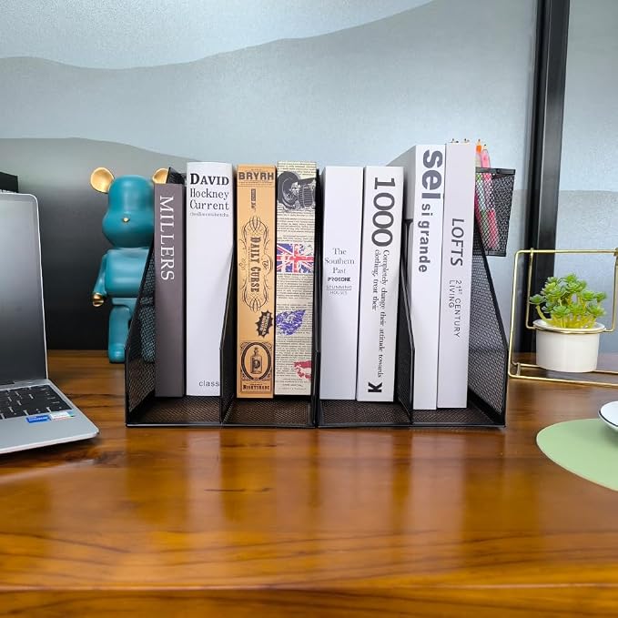 2 Set Desk Organizers, Metal Desk Magazine File Holder and 1 Pen Holder - Image 5