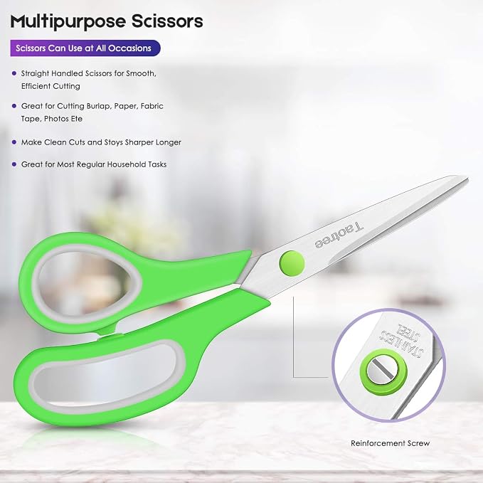 Scissors for Office, Taotree 8"Scissors All Purpose Bulk Set of 5-Pack | School - Image 4