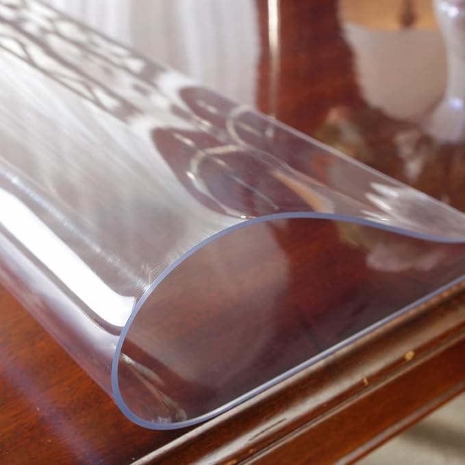 OstepDecor 46 x 66 Inch Clear Table Cover Protector, 2mm Thick Clear Plastic - Image 9
