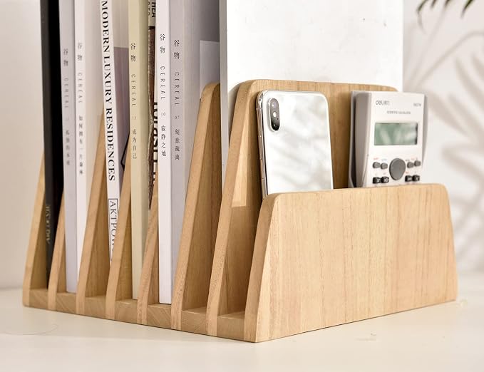 KIRIGEN Wooden Desk Mail Organizer, 7-Slot File Holder and Letter Sorter Wood - Image 9