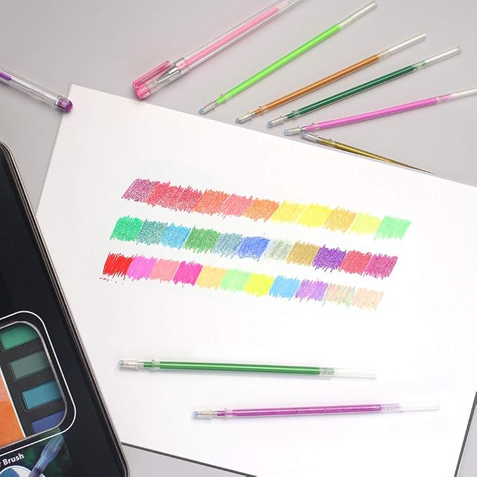 160 Colors Gel Pen Ink Refills, Glitter Neon Gel Ink Pens Refills Replace - Image 5