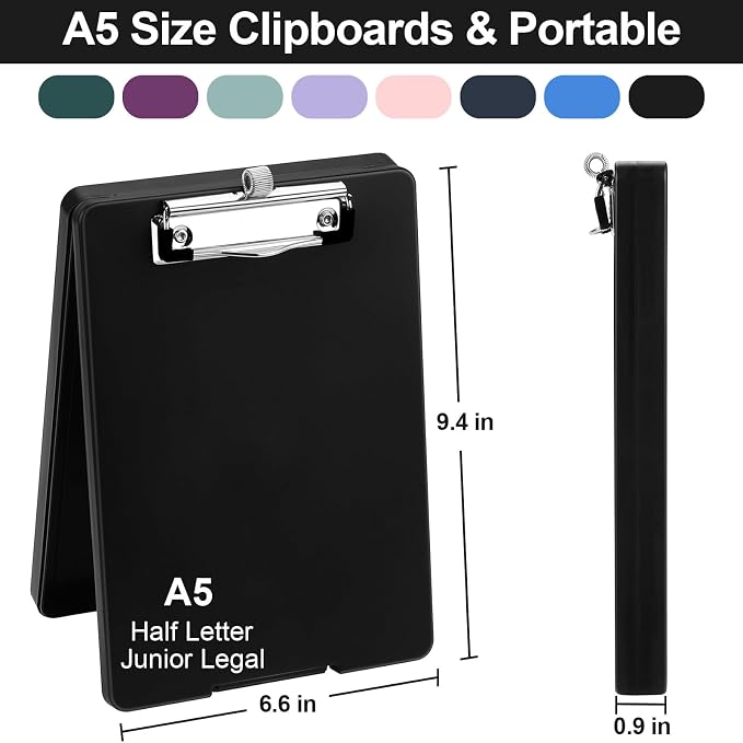 Meiikun Small Clipboard with Storage, A5 Clipboards with Pen Holder, Half - Image 2