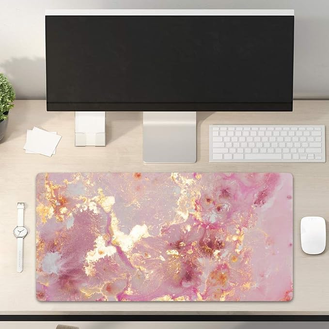 QIYI Large Mouse Pad, Cute Pink Desk Mat - Image 2
