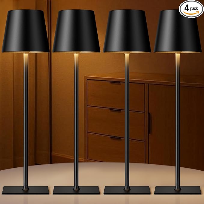 Kakanuo Black Cordless Rechargeable Table Lamp, 4 Pack Portable Desk Lamp by KakanuoLightings
