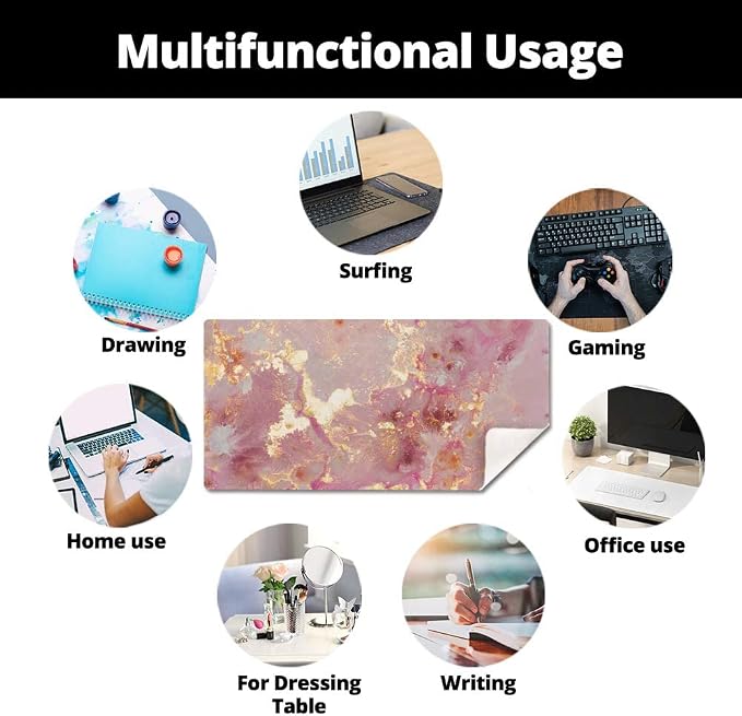 QIYI Large Mouse Pad, Cute Pink Desk Mat - Image 6