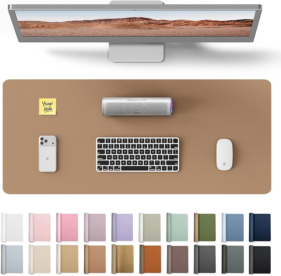 YSAGi Leather Desk Pad Protector, Office Mat, Large Mouse Pad, Non-Slip PU by YSAGi