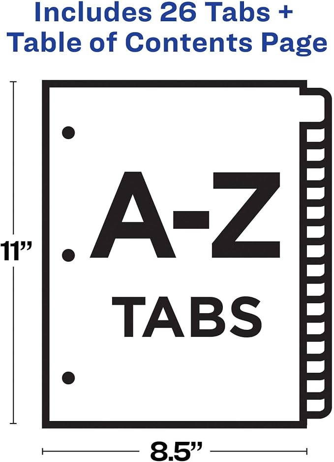 Avery A-Z Dividers for 3 Ring Binders, 26 Tabs per Set, Customizable Table of - Image 5