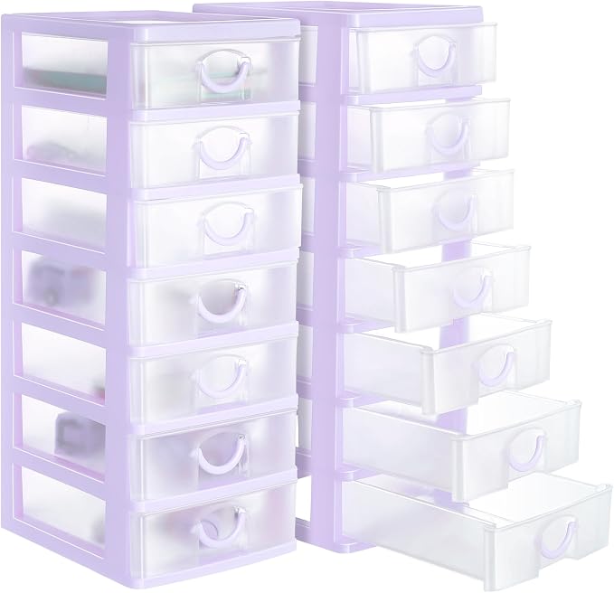 Thyle 2 Pcs Plastic Drawers Organizer Mini Organizer Stackable Plastic Clear by Thyle