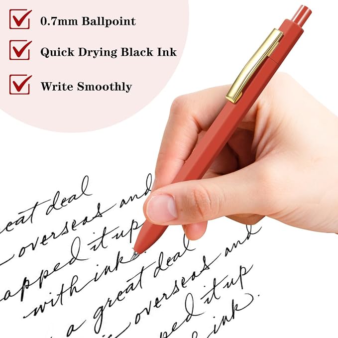 Piochoo Pens Ballpoint, 8 Pack Retractable Black Ink Pens, 0.7mm Medium Point - Image 4