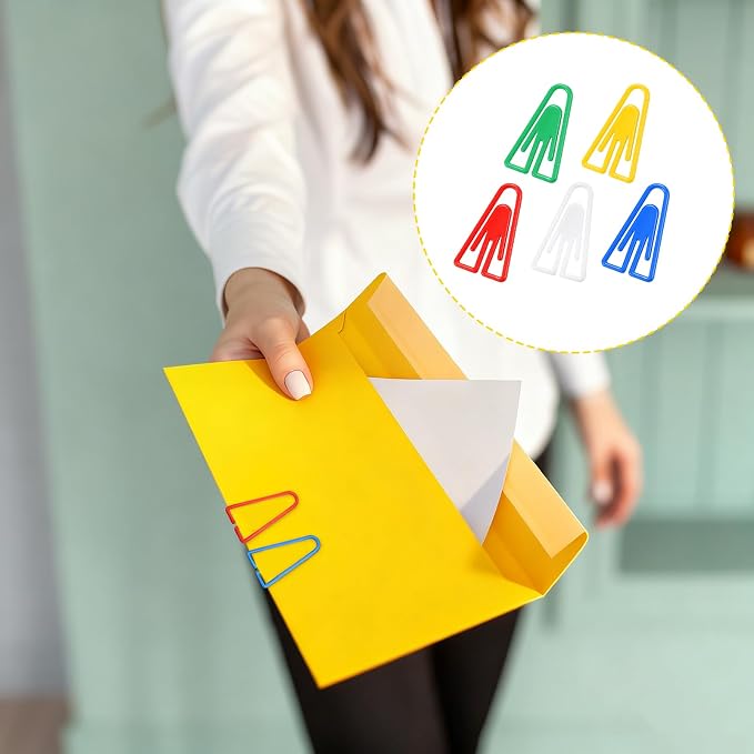 50Pcs Plastic Paper Clips Long Mixed Color Triangle Clips Bookmarks Smooth - Image 4