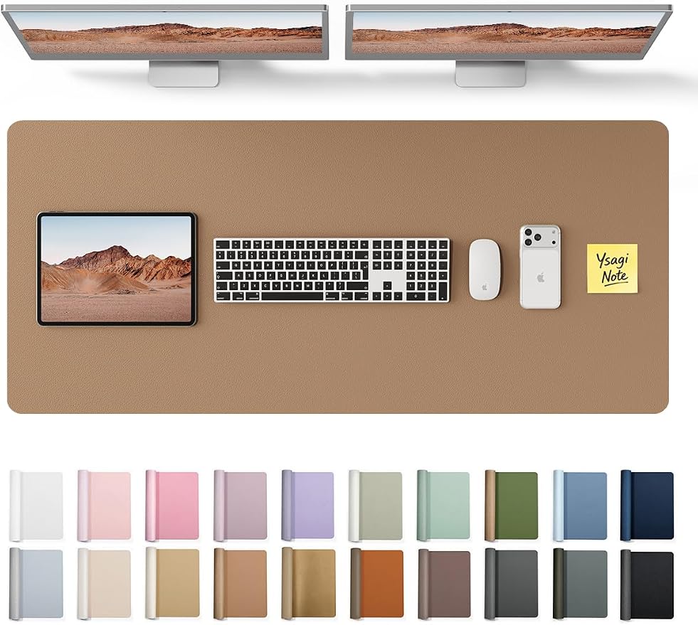 YSAGi Leather Desk Protector, Office Mat, Large Mouse Mat, Non-Slip PU Leather by YSAGi