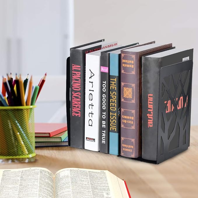 Decorative Metal Bookends Black Set of 4 - Image 7