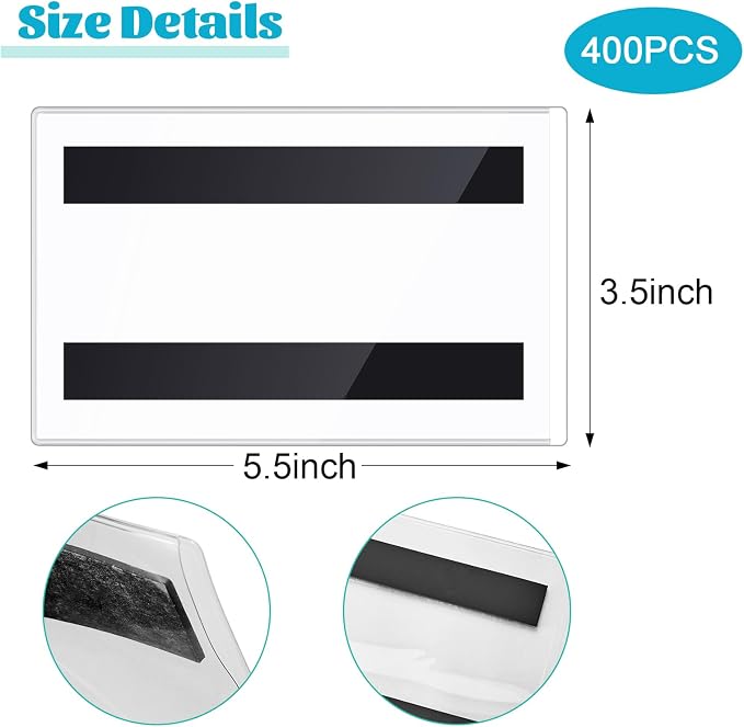 Ctosree 400 Pcs Magnetic Label Holder 5.5 x 3.5 Inches Pallet Rack Sign Holder - Image 2