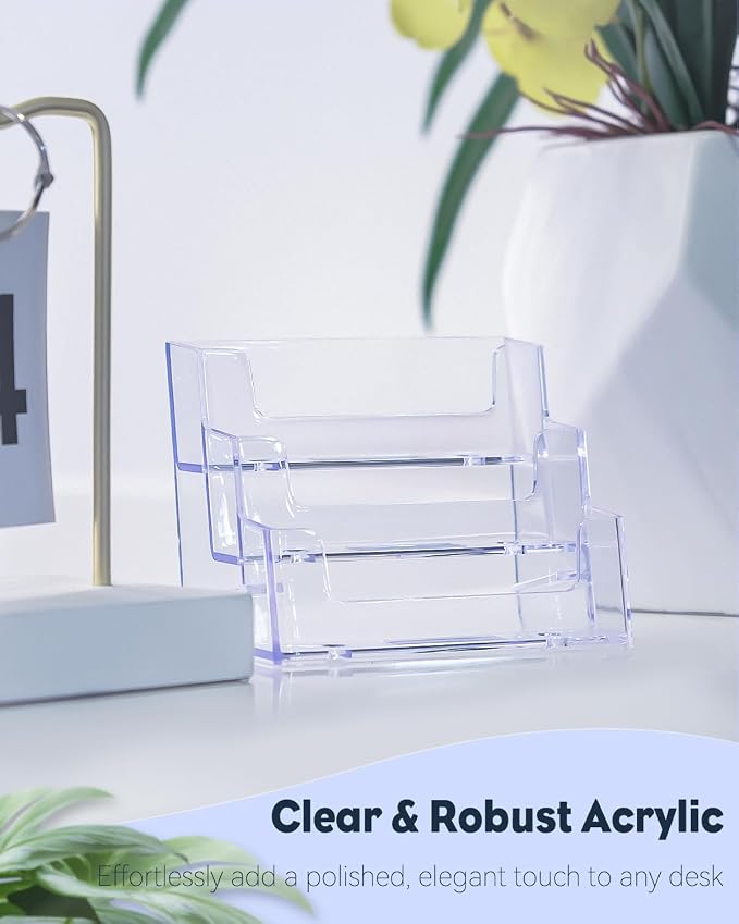 Uniclife 4 Pack Acrylic Business Card Holder - Image 3