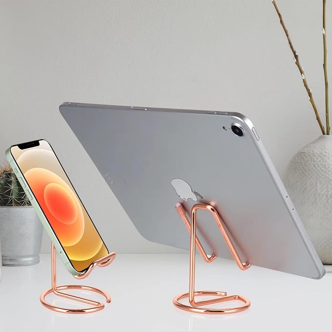 ROPOSY Cell Phone Stand for Desk, Cute Metal Rose Gold Cell Phone Stand Holder - Image 6