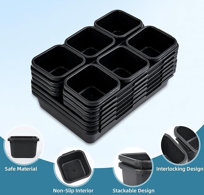 Kutesna 15 Piece Drawer Organizer Set, 3 Size Interlocking Plastic Storage Bins - Image 3