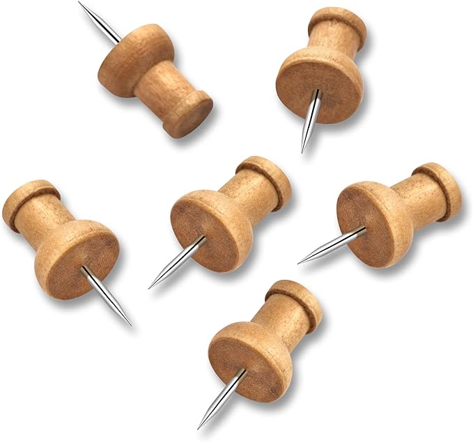 40Pcs Wood Push Pins, Decorative Thumb Tacks, Wooden Pins and Tacks, Cork Board - Image 3