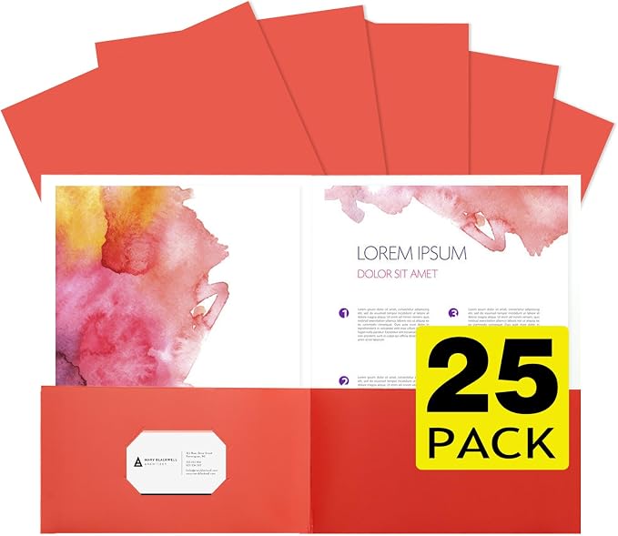 pmybupo 25pcs Red Folders with Two-Pockets Fit Letter Size Paper, Paper File by pmybupo