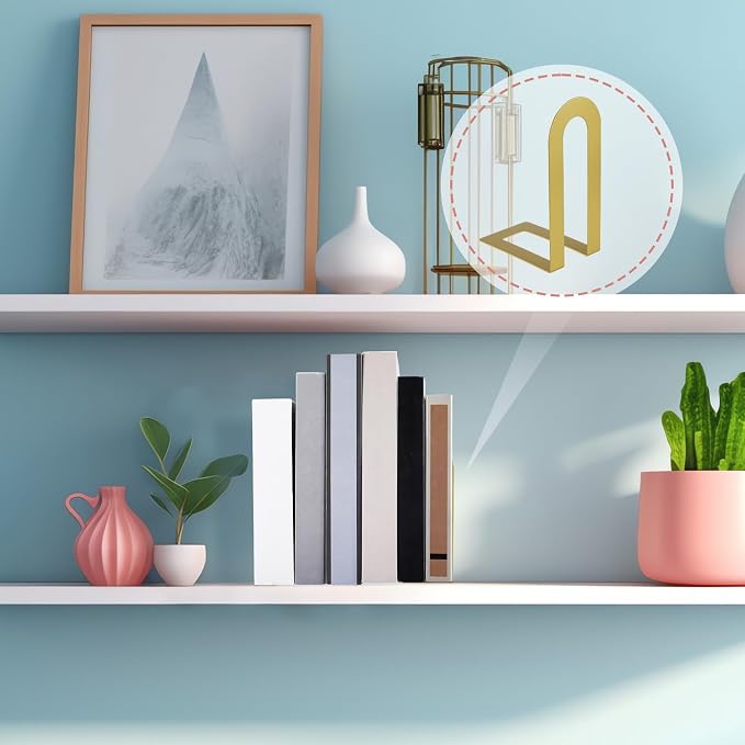 Chunful 24 Pcs Gold Modern Metal Book Ends - Image 6