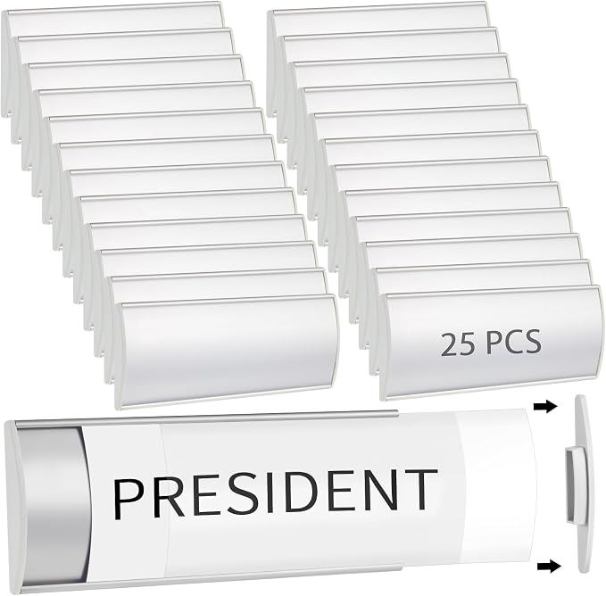 Therwen 25 Pcs Aluminum Office Name Plate Holder by Therwen