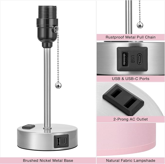 Dicoool Pink Bedroom Lamp for Bedside - Image 5
