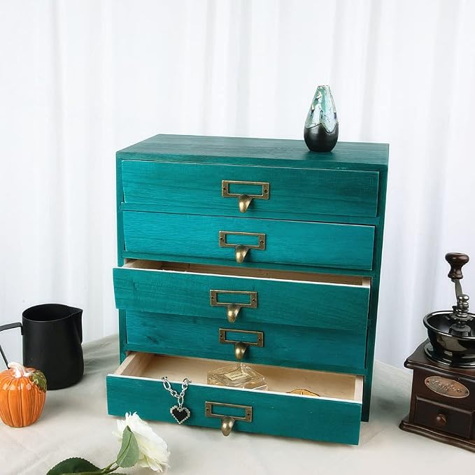 GoooodGIFT Small Wooden Drawers Rustic Desk Organizers and Accessories Wooden - Image 4