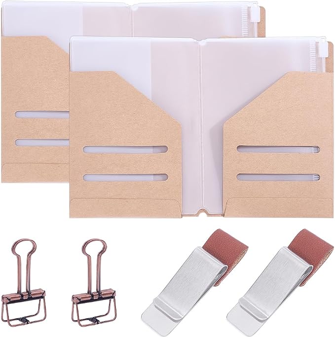 WADORN 2 Pack Travelers Notebook Accessories Kit, Include Travel Kraft File by WADORN