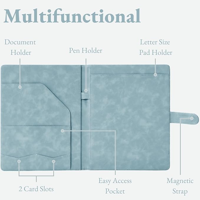 Mymazn Padfolio Portfolio Binder, Faux Leather Interview Resume Folder - Image 2