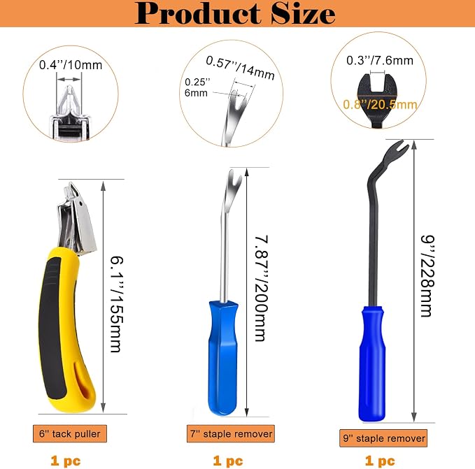 3Pcs Heavy Duty Upholstery and Construction Staple Remover - Image 2