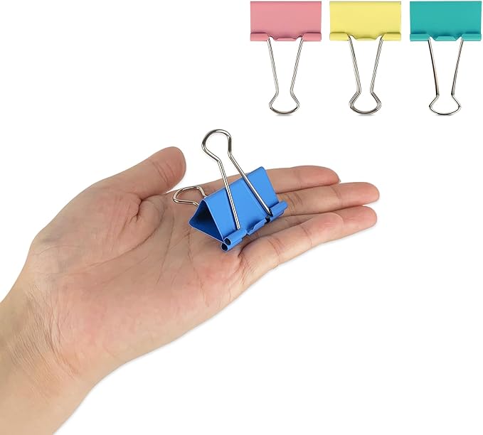 Ykimok Large Binder Clips, 1.6 inch, 24 Pack, Colored Binder Clips, Paper by Ykimokdailynecessities