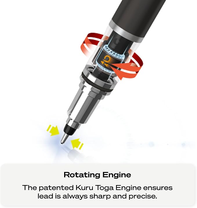 UNI uniball Kuru Toga Elite Mechanical Pencil Starter Kit, HB #2, Gun Metal - Image 6