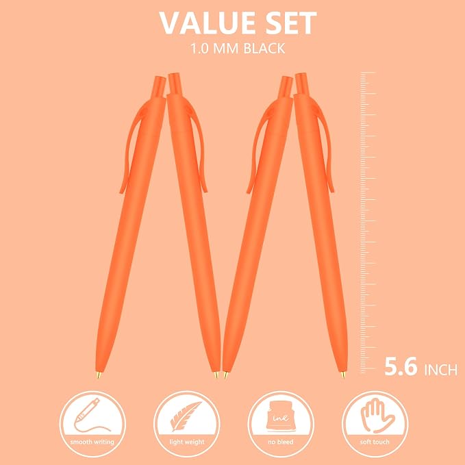 deegtran 100 Pack Orange Barrel Retractable Medium Point Ballpoint Pens - Image 2