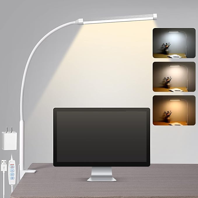 Voncerus LED Desk Lamp with Clamp, Eye-Caring Clip on Lights by Voncerus
