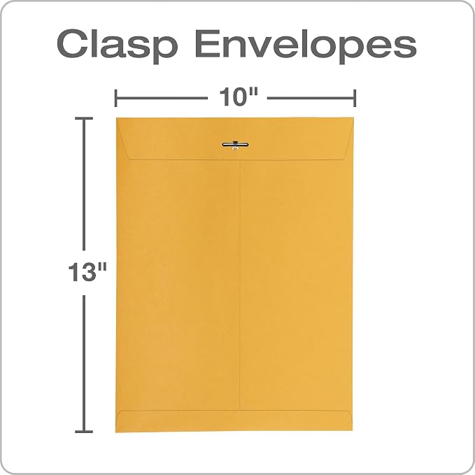 Quality Park 10" x 13" Clasp Envelopes, Heavy 32 lb Brown Kraft, Gummed Flap - Image 2