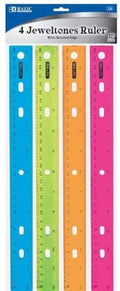BAZIC Products 12 in Jeweltones Color Ruler, Inch & Metric, 4 Pack | Four by BAZICProducts