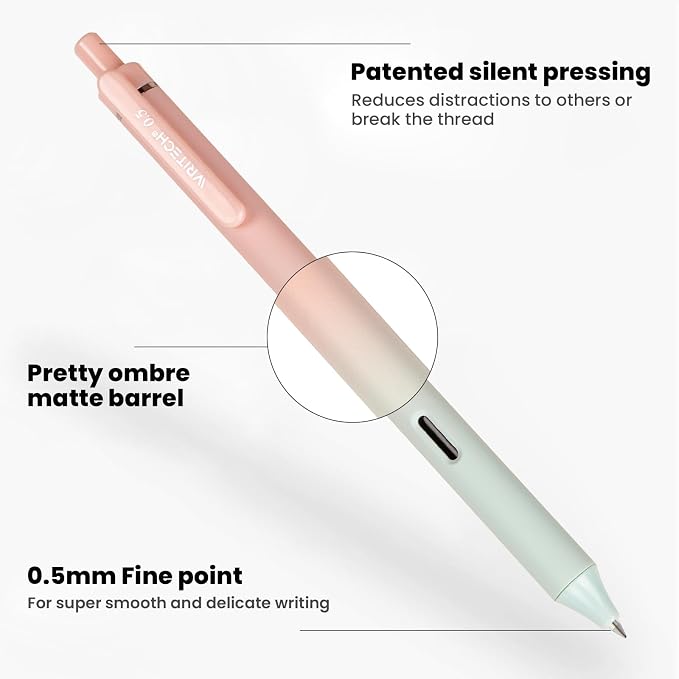 WRITECH Gel Pens Fine Point: 0.5mm Black Ink Retractable 4ct Smooth Writing No - Image 2