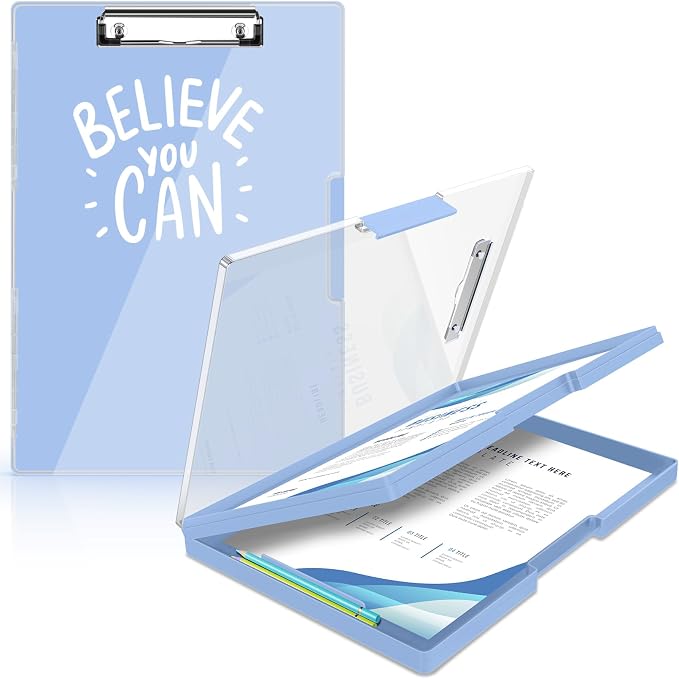 Sooez Clipboard with Storage, Heavy Duty Cleaview Clip Boards 8.5x11 with Dual by Sooez