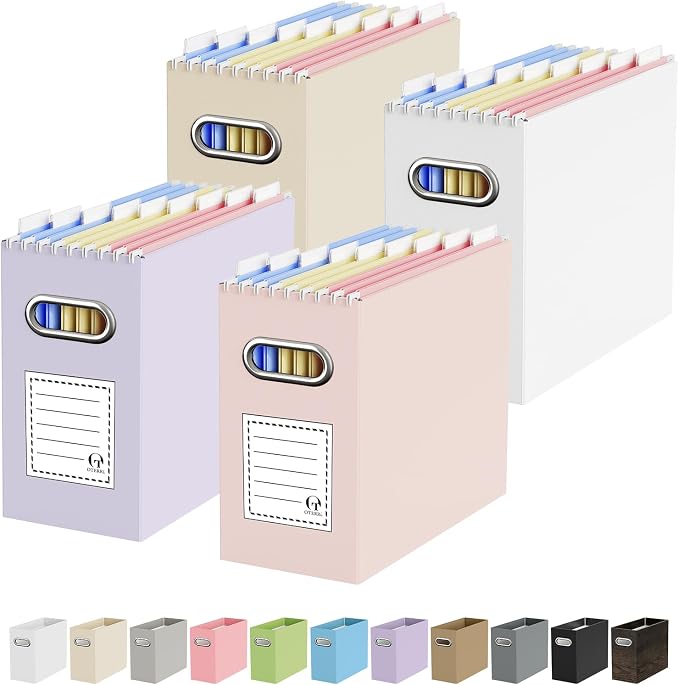 Oterri File Organizer Box, Portable Collapsible Cardboard File Folder Organizer by Oterri