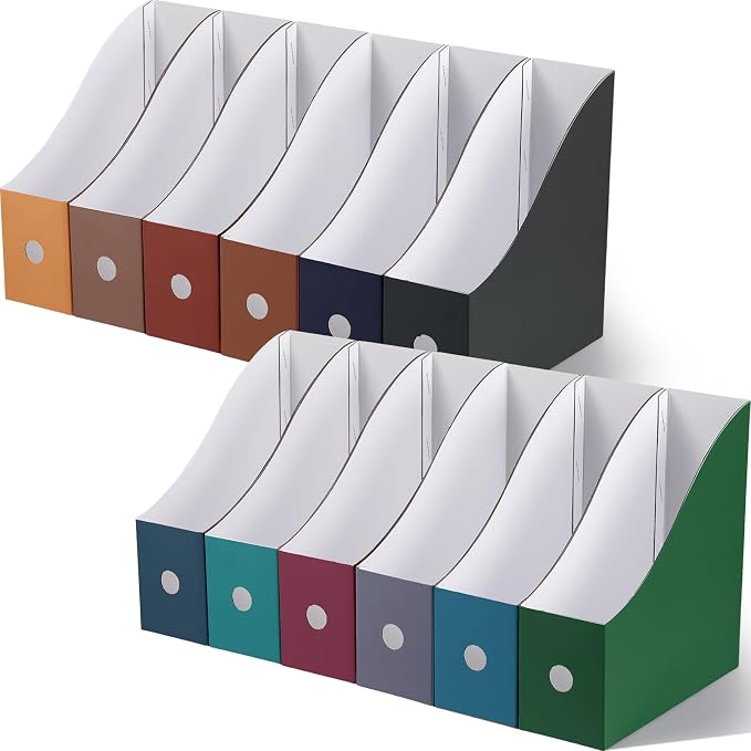 Colarr 12 Pack Cardboard Magazine Holders 12 Colors Magazine Storage Box by Colarr