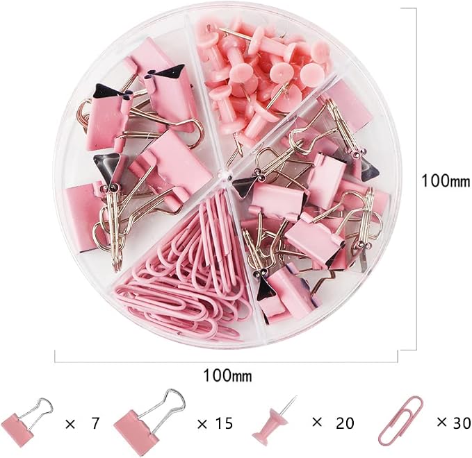 Paper Binder and Clips Set, Metal Assorted Sized Binders - Image 2