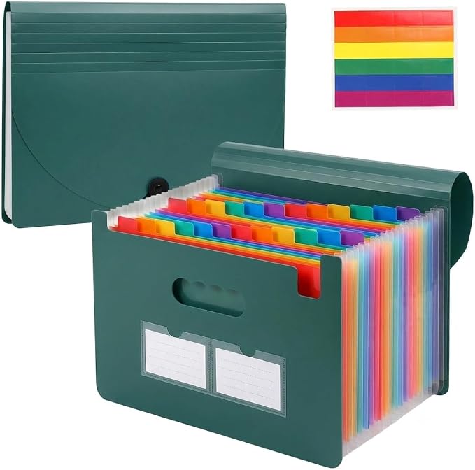 13 Pockets Accordion File Organizer, Portable Expanding File Folder by Respleiej