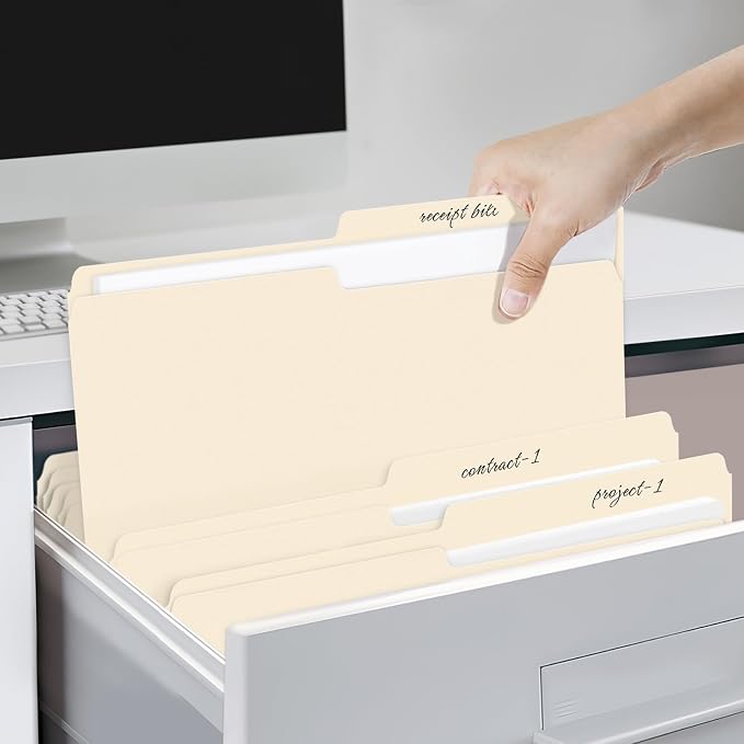 SUNEE File Folders, 30 Pack Manilla Folders 8.5 x 11, 1/2 Cut Tab - Image 6
