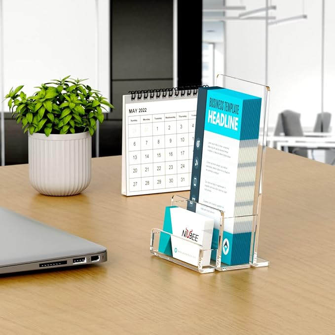 NIUBEE 2-Pack Acrylic Brochure Holder 4‘’, Plastic Flyer Display Stand - Image 6