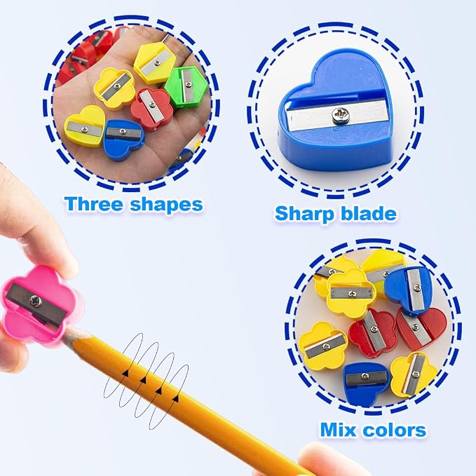 ELANE 90 Pcs Mini Pencil Sharpener, Manual Pencil Sharpeners Bulk Pencil - Image 3