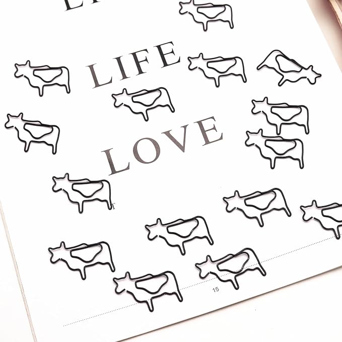 60 Pcs Black Cow Paper Clips, Cow Office Supplies, Cow Desk Stationery - Image 5