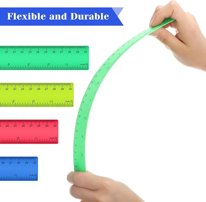 Zonon 50 Pcs 6 Inch/12 Inch Plastic Rulers Bulk Flexible Straight Rulers - Image 4