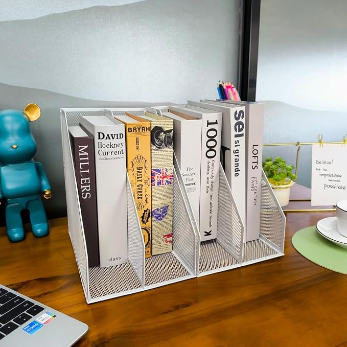 Mesh Magazine File Holder, 2 Pack Set, Desk Organizer | Sturdy metal mesh file - Image 6