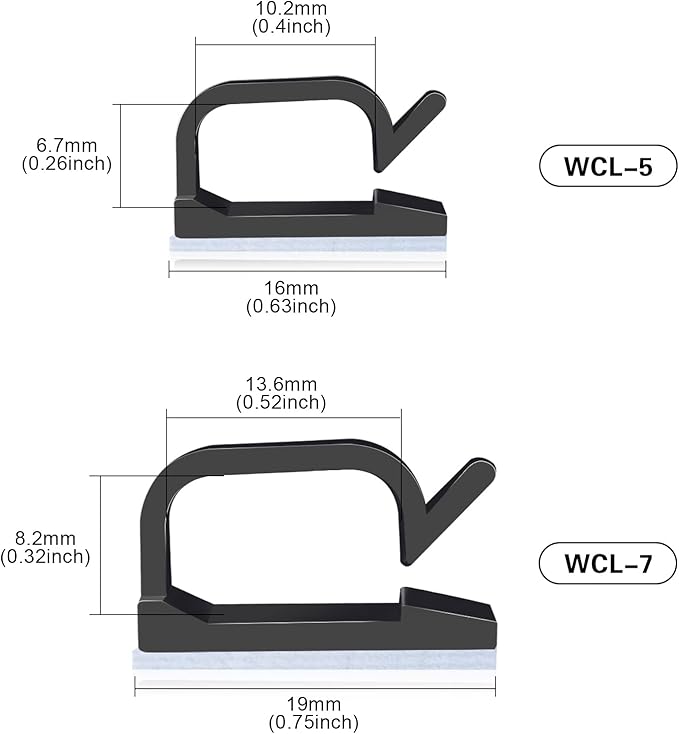 XHF 3/4” Adhesive Cable Wire Clips Black 60PCS, Cable Staples Outdoor Cable - Image 2