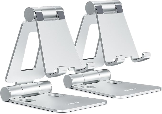 Nulaxy 2 Pack Dual Folding Cell Phone Stand, Fully Adjustable Foldable Desktop by Nulaxy