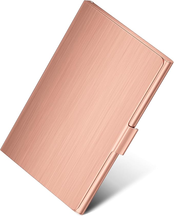 MaxGear Stainless Steel Business Card Holder, Slim Card Case, Rose Gold | Soft by MaxGear